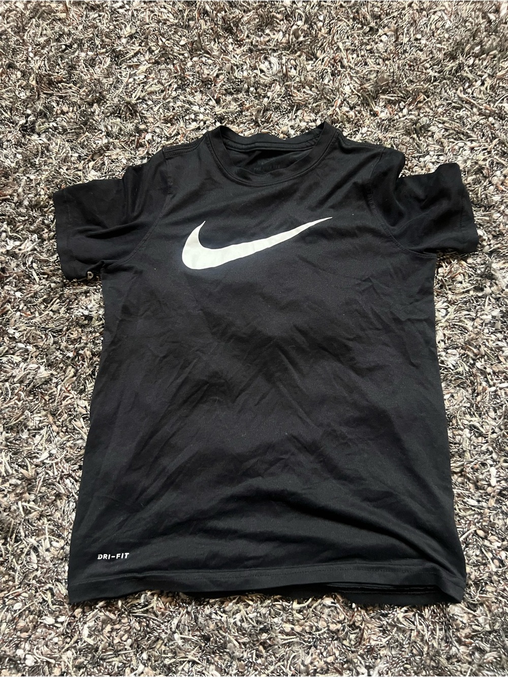 Nike Dri-FIT Boys Black Swoosh Athletic T-Shirt Size M